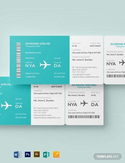 Free Simple Travel Ticket Template Illustrator Word Apple Pages Psd Publisher Artofit