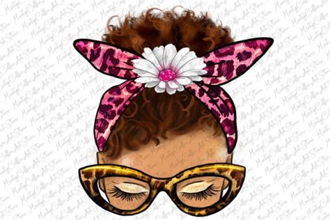 Messy Bun Clipart Afro Messy Bun Png Graphic By Mintycoffeeartstore