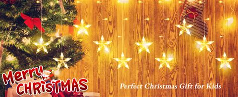 Globalink Christmas Window Lights Stars Leds Star Curtain Lights