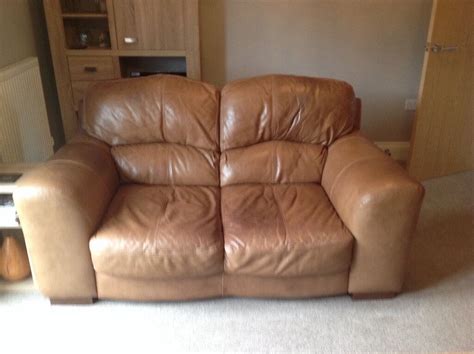 Large 3 & 2 seater brown leather settees for sale with storage ...