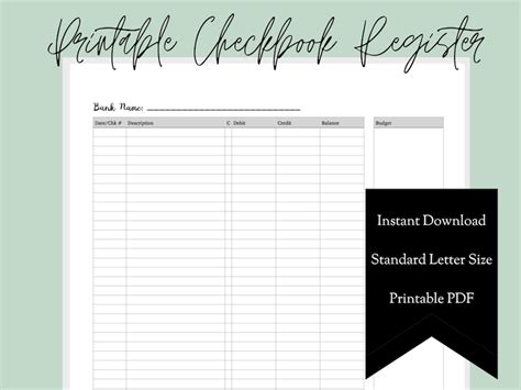 Checkbook Size Check Register Printable Fill In Teryheavy