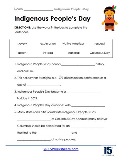 Indigenous People's Day Worksheets - 15 Worksheets.com