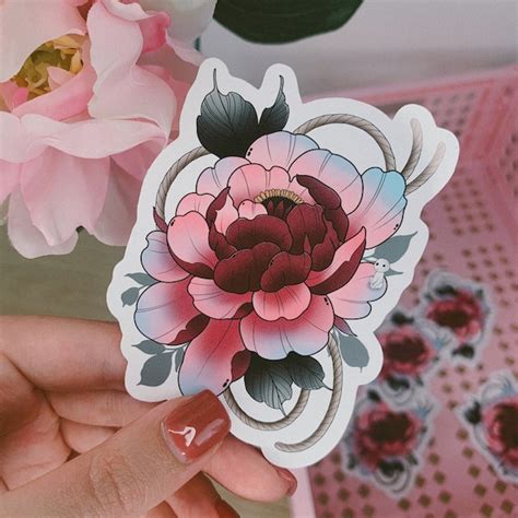 Peony Sticker Etsy