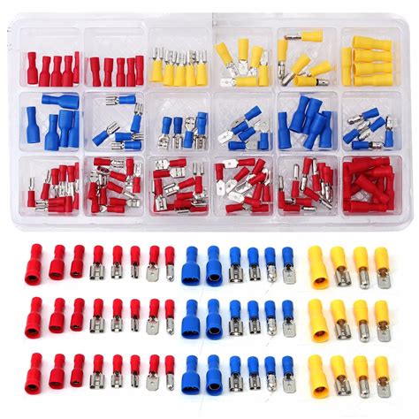 Swilet 120pcs Pvc Assorted Insulated Electrical Wire Terminal Crimp Connector Spade Set Kit