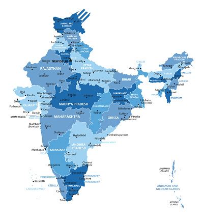 India Map Vector Colored Map Of India Stock Illustration - Download Image Now - Black Color ...