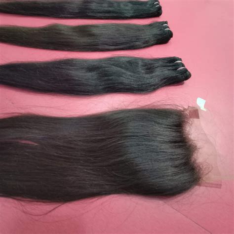 Remy Straight Hair Extensions Bundle With Closure Virgin Indian Human