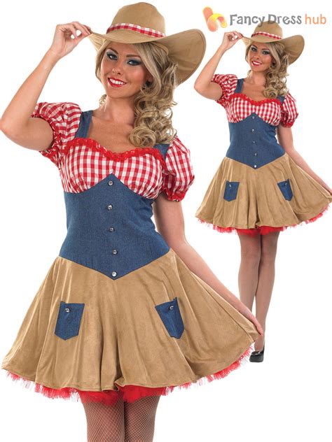 Cowgirl Costume Ladies Womens Fancy Dress Wild West Cowboy Outfit Uk 8