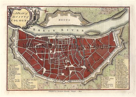 'A PLAN of the CITY of COLOGN' (Cologne / Koln, Germany) by J