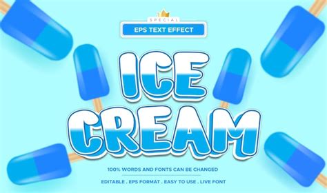 Premium Vector Ice Cream Text Effect Editable