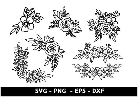 Floral Arrangement Svg Png Dxf Eps Flower Svg Bundle Floral Border Svg Flower Bouquet Svg