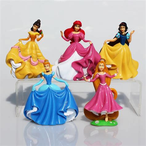 5pcs Set Princess Figures Snow White Cinderella Belle Rapunzel Ariel