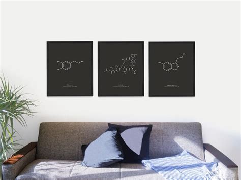 Peace Love Happiness Molecules Wall Art Serotonin Oxytocin