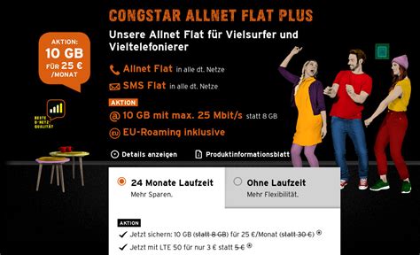 Congstar Tarife Preissenkung 10 GB LTE All In Flat für 25 Euro