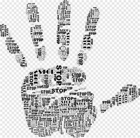 Handprint Stop Typography No Prohibited Hand Fingers Png PNGEgg