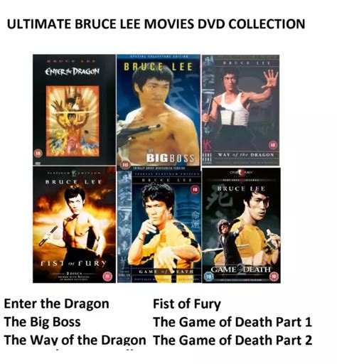 BRUCE LEE COMPLETE COLLECTION DVD SET ALL 6 FILMS MOVIE Brand New