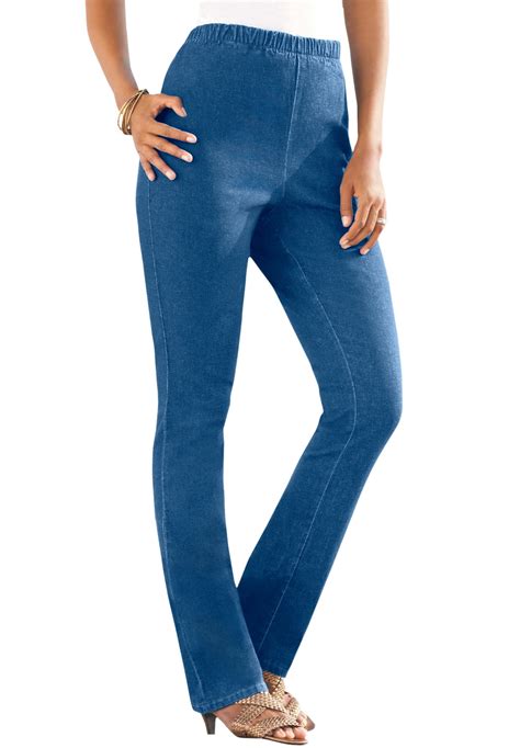 Roamans Roamans Womens Plus Size Straight Leg Pull On Stretch Jean