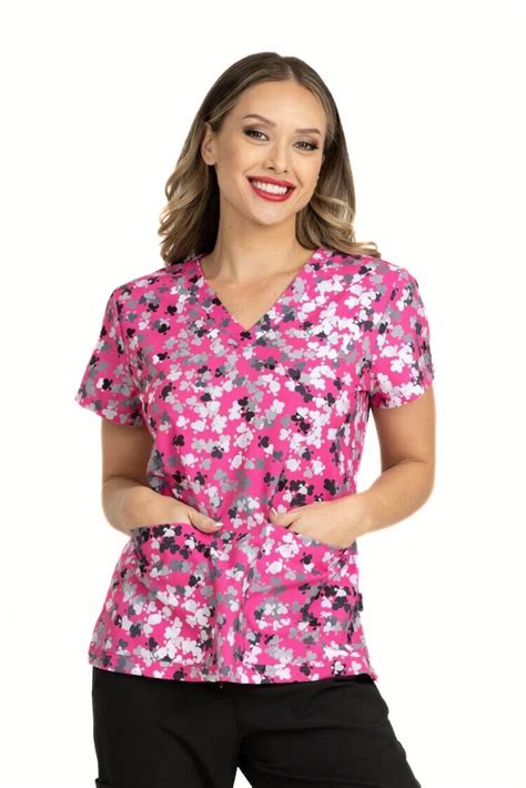 Meraki Sport Womens Print Scrub Top Love Crushin Scrub Pro Uniforms