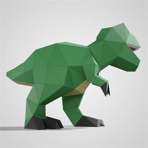 Cute T Rex Paper Model 3D Papercraft Tempalte PDF Etsy Australia