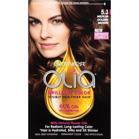 Garnier Olia Oil Powered Permanent Hair Color, 5.3 Medium Golden Brown ...