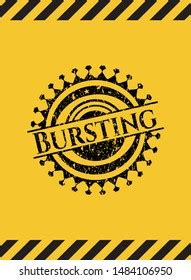 Bursting Black Grunge Emblem Yellow Background Stock Vector Royalty