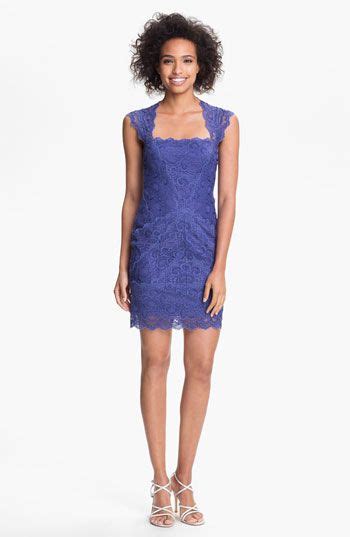 Nicole Miller Lace Fitted Cap Sleeve Lace Sheath Dress Available At