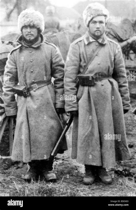 Two Russian Siberian Troopers In Their Winter Clothes During Fighting