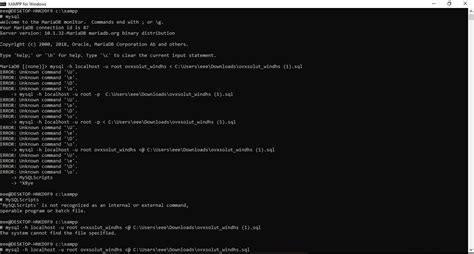Import Mysql Db With Xampp In Command Line Stack Overflow