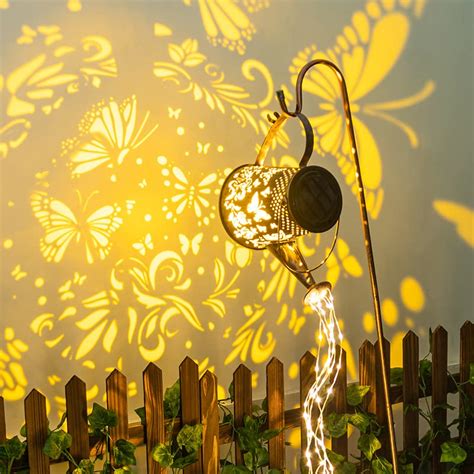 Solar Outdoor Lights Leds Watering Can With Solar Powered Lights