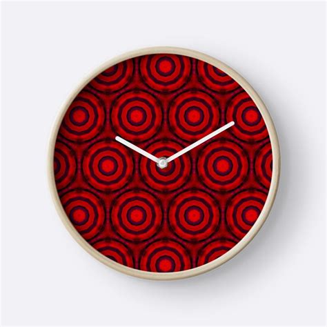 Red Circles Clock For Sale By Bubbliciousart Clock Quartz Clock