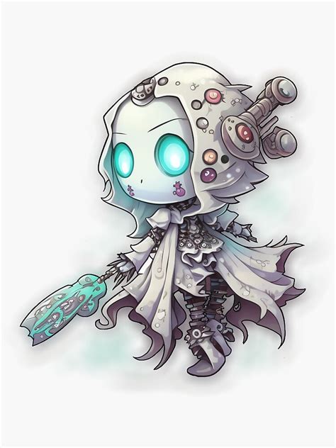 "Adorable Chibi Mechanoid Monster - Ghost Girl" Sticker for Sale by DreamsGD | Redbubble