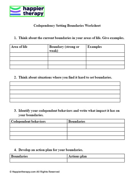 Codependency Setting Boundaries Worksheet Happiertherapy Worksheets