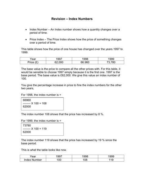 Revision Index Numbers