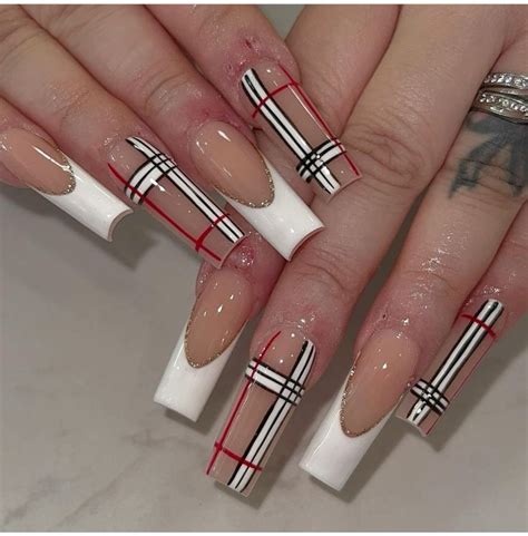 Pin By Natalie Davis On Nail Art In Burberry Nails Long Square