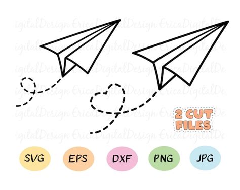 Paper Airplane SVG Cutting File Heart Path Cut File Plane Etsy