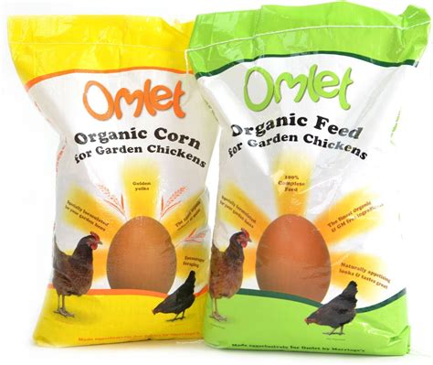 Omlet Nourriture Bio pour Poules 10 kg et mélange de maïs et de blé Bio