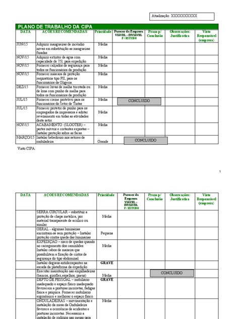 Plano De Trabalho Cipa Pdf Natureza