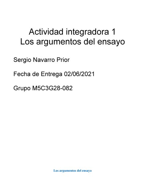 Actividad Integradora 1 Argumentos Del Ensayo M05S1AI1 Actividad