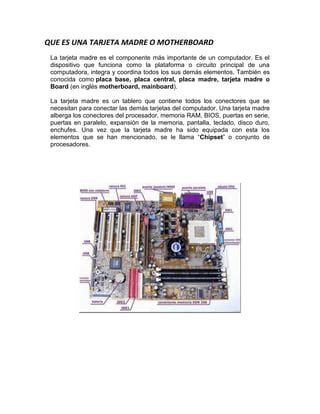 Qué es una tarjeta madre o motherboard PDF