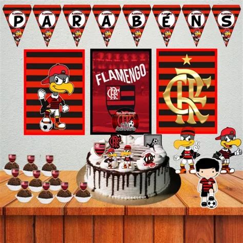 Topo De Bolo Flamengo Kit Completo Decoração Festa Casa Faci