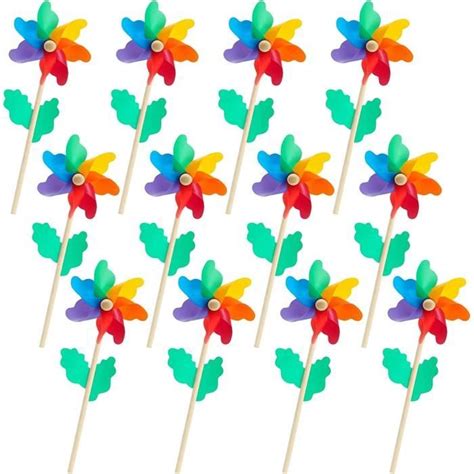 Moulin à Vent en Forme de Fleur 12 Eoliennes Multicolores Pour la