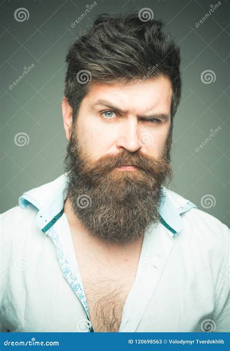 Man Brutal Bearded Hipster Strict Face Close Up Growing Epic Beard Also Means Growing Mustache