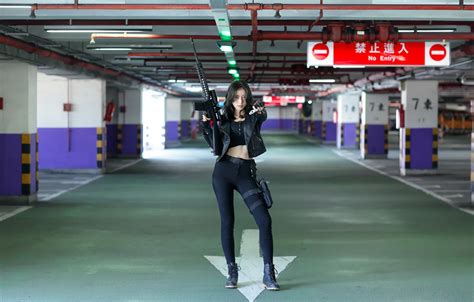 Обои girl weapon beautiful model brunette asian на телефон и рабочий стол раздел девушки