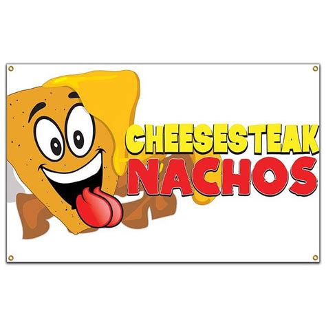 Signmission 60 In Cheesesteak Nachos Banner With Concession Stand Food