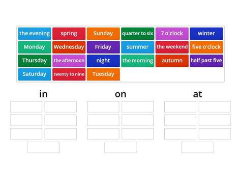 English 1 Preposition Of Time Group Sort