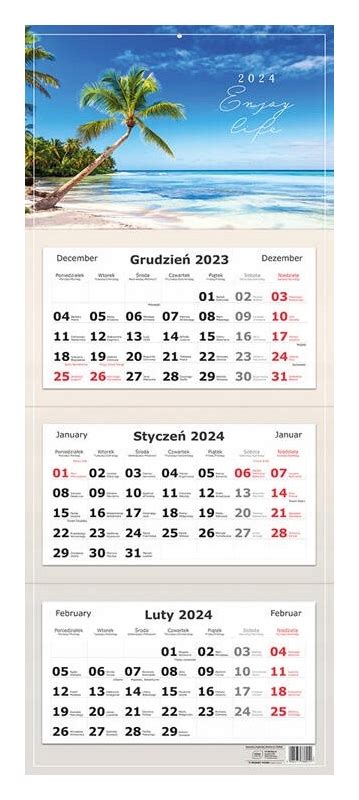 Kalendarz ścienny TRÓJDZIELNY na rok 2024 14885572794 Sklepy Opinie