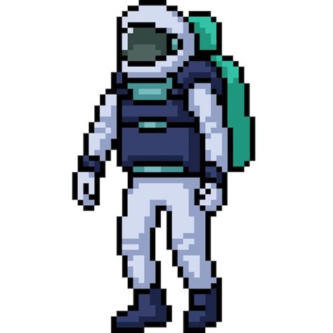 El Pixel Art Del Traje De Astronauta Espacial Vector Premium