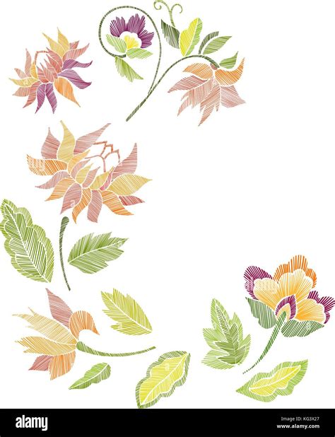 Satz Von Floralen Muster Mit Phantasie Blumen Isoliert Line Art