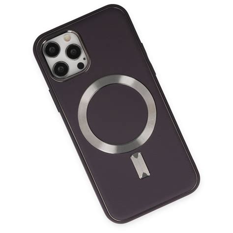 Newface Iphone 12 Pro Kılıf Coco Deri Magneticsafe Silikon Derin Mor