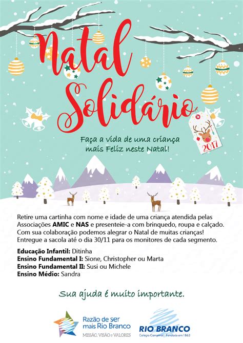 Campanha Natal Solidário Colégio Rio Branco Campinas