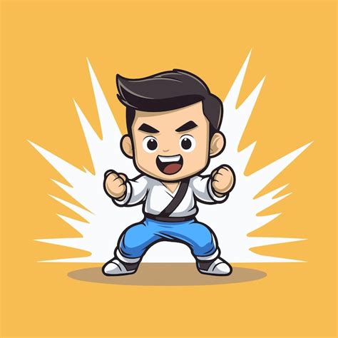 Premium Vector Taekwondo Mascot Character Vector Cartoon Illustration